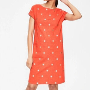 Boden Pauline Tshirt Dress Boat Neck Orange Gold Cotton Womens Size 4 R